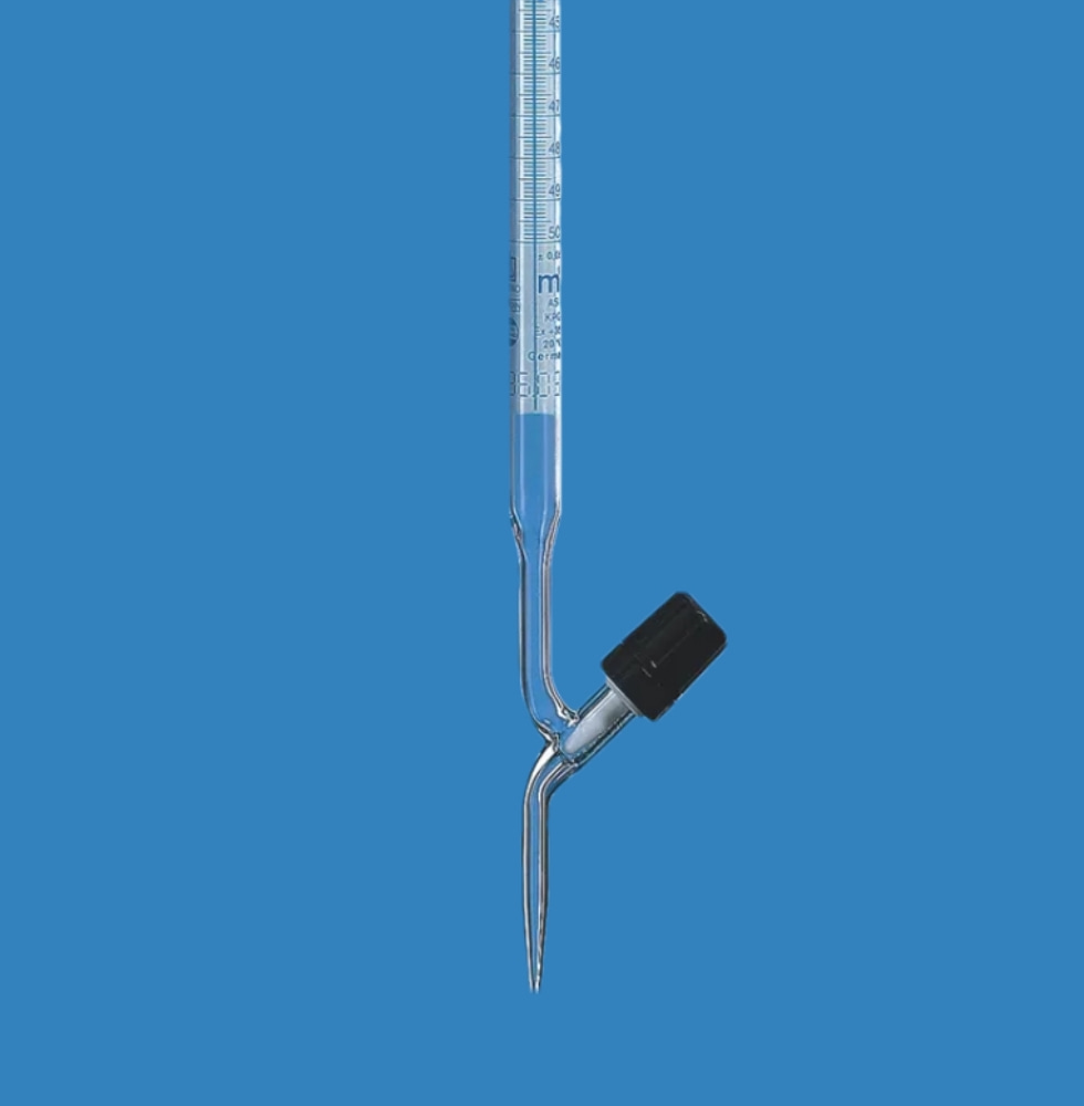 滴定管, BLAUBRAND®, AS级, 硼 3.3, DE-M, 直滴型阀芯, 蓝色 Schellbach 条