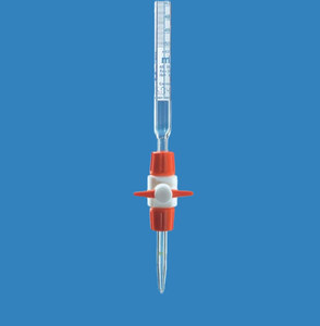 紧凑-滴定管, BLAUBRAND®, AS级, 硼 3.3, DE-M, 带 PTFE 旋塞, 蓝色 Schellbach 条