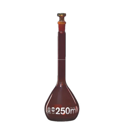 容量瓶, BLAUBRAND®, A级, DE-M, 硼 3.3, 带玻璃塞, 棕色, ISO 批次证书