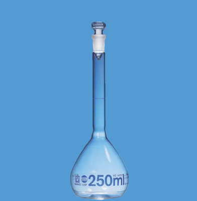 容量瓶, BLAUBRAND®, A级, 硼 3.3, DE-M, 带玻璃塞, USP 个体证书